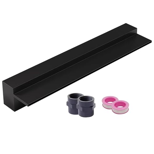 Kit di fuoriuscita a cascata personalizzabile per stagno e piscina, fontana da giardino all'aperto con connettore per tubi, griglia nera da parete (uscita 195,1 cm) migliora il tuo paesaggio!