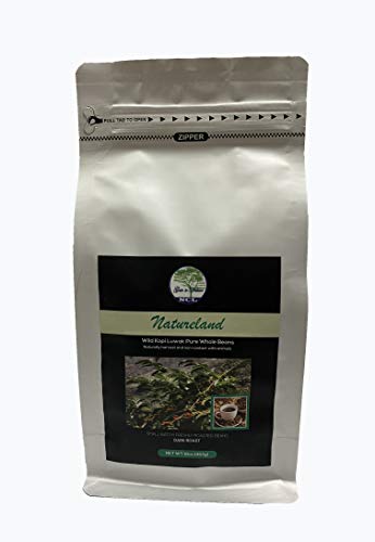 NATURELAND Specialty Roasted Coffee (Wild Kopi Luwak Coffee Beans Dark Roast {White Bag}, 16oz) Sourced from the best regions of Vietnam Ethically produced from Wild Palm Civet Cats