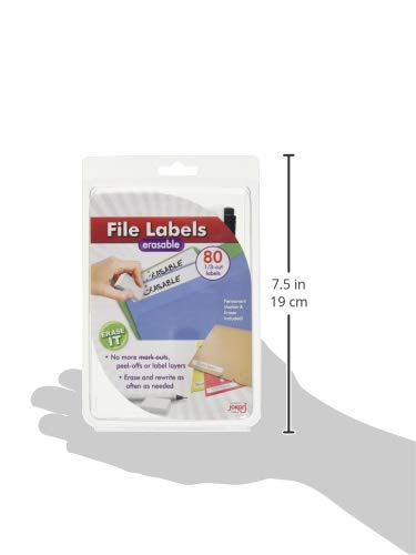 Image secondaire de Jokari WSK40 - Étiquettes de Classeurs Effaçables Laminées, Coupe 1/3 - Ensemble de Départ avec 80 Étiquettes, Gomme et Stylo -