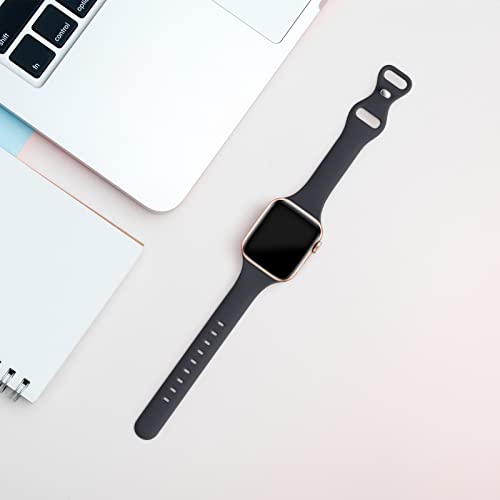 Image of Thin Slim Band Compatible with Apple Watch 38mm 40mm 41mm 42mm 44mm 45mm 46mm 49mm, Replacement Silicone Sport Strap for iWatch Series 11 /10 /9 /8 /7 /6 /5 /4 /3 /2 /1 Ultra SE Women Men, Midnight