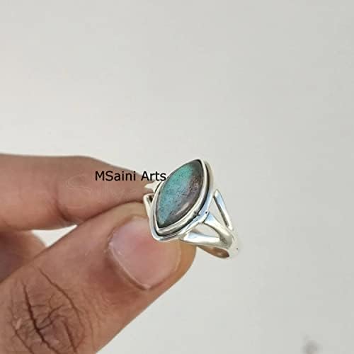 925 Sterling Silver Ring for Womens & Girls, Abalone Shell Ring Gemstone Unique Handcrafted Ring for Mother's Day Gift (US Size 6) - 3