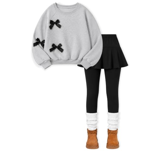 Image of Toddler Girl Clothes Ruffle Long Sleeve Heart Print Tops and Pants 2PC Little Girl Winter Outfits Size (4-7T)