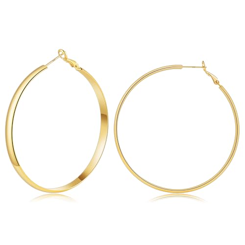Image of Gacimy Gold Hoop Earrings for Women with 925 Sterling Silver Post