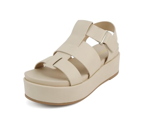 Image of Soda inchAmenda inch ~ Women Round Toe Fisherman Platform Low Heel Wedge Sandal with Adjustable Ankle Strap