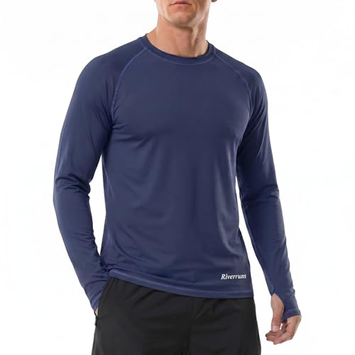 Men's UPF 50+ Ice-Cool Quick-Dry Fishing Shirt with Thumbholes Navy - image 1