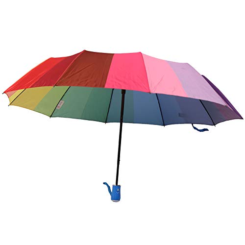 Arco Iris Paraguas Plegables Resistente al Viento Compacto y Ligero a Prueba de Viento Paraguas de Viaje con 10 Varillas y Cobertura de 93cm(Manejar Color al azar)