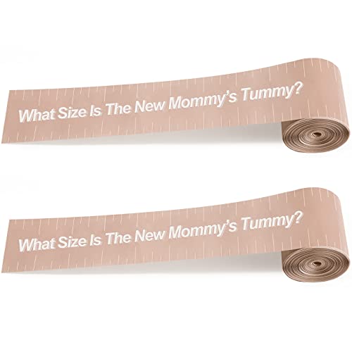 2 Rolls 2 Inch x 150 Feet Baby Shower Measuring Tape Tummy Measure Belly Game Paper Belly Measuring Tape for Baby Shower Party Decorations Supplies (Brown)