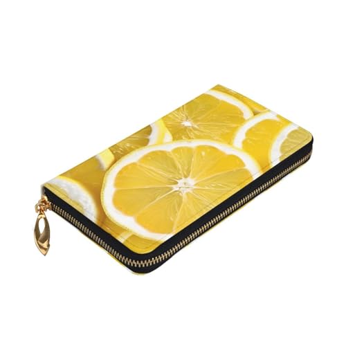Yellow Lemon Pattern Long Leather Wallet,Large Capacity Soft Pu Leather Purse For Women With Multiple Card Slots Phone Pocket And Zipper Coin Purse Stylish Phone Card Holder Clutch3