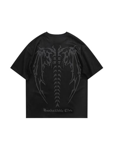 EMMIOL Men's T Shirts Short Sleeves Crew Neck Cotton Tees Loose Solid Streetwear Graphic Tops Grunge Grunge Shirts