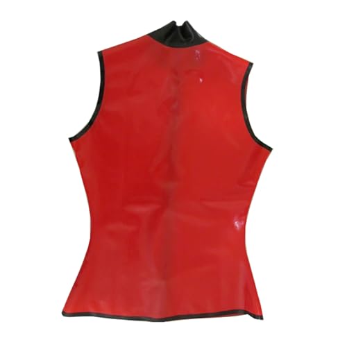 Women's Red Sleeveless Latex T-Shirt with Front Zipper,Shaping Casual Latex Tank Tops,for Novelty Club Wear3