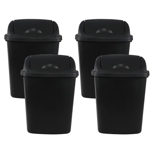 Canecas de basura negras 25 L con tapa basculante 4 unidades