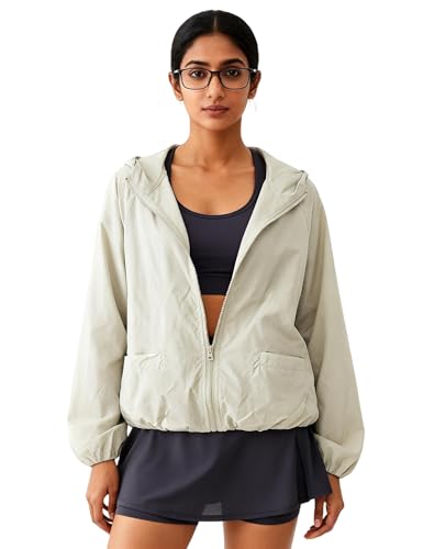 Image of Venzina Women's Loose- Fit Sun Protection Hoodie -UPF 50+ Ultra-Lightweight Wind-Resistant Jacket with Elegant Color-Block Design, Packable & Quick-Dry for Travel, Hiking & Daily Outdoor