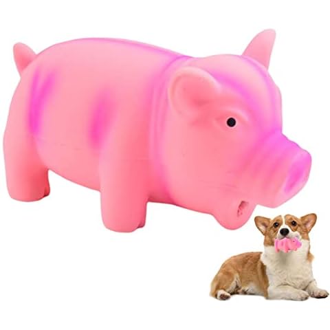 Wukesify Pig Dog Squeaky Toy, Grunting Pig Dog Toy That Oinks Grunts for Small Medium Large Dogs, Durable Self Play Dog Squeeze Toy for Biting Chasing to Reduce Boring Time Cover