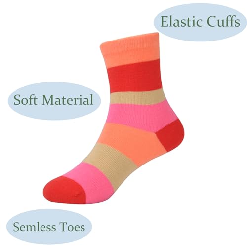 Girls Seamless Socks Rainbow Stripes Cotton Socks Kids Casual Athletic Socks For School3
