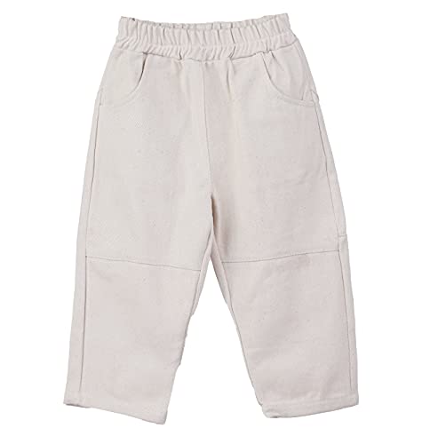 Toddler Kids Boys Girls Unisex Denim Trousers Ivory Beige 2-7 Years Pants 9