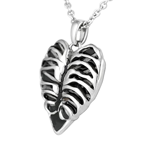 Controse Silver-Toned Stainless Steel Rib Cage Heart Necklace 17" - 19" Adjustable Chain2