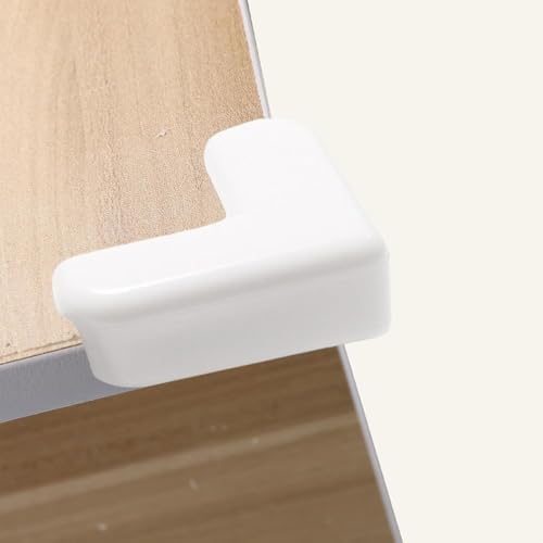 Image of 4-Pack White Corner and Edge Protectors - Self-Adhesive Bumpers for Furniture, Desks and Tables, Shock-Absorbing Guards for Home and Office Use