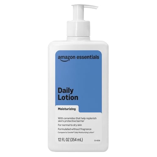 Amazon Essentials Daily Moisturizing Lotion for Face and Body, Fragrance Free, with Ceramides, 12 fl...