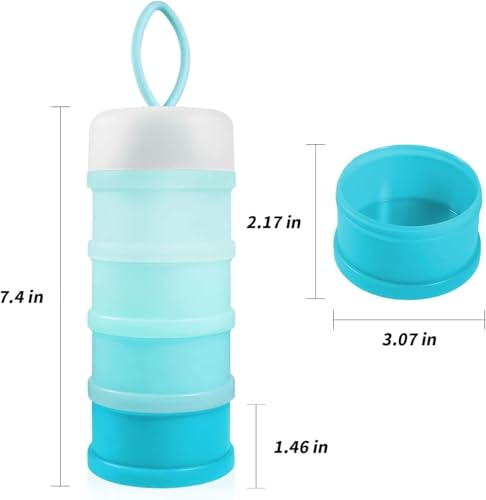 Image of MINI Baby BPA Free Multi-Layer Stackable Food Storage Box Custom Logo Manual Dispenser for Travel Leakproof Portable Milk Powder Container (Blue)