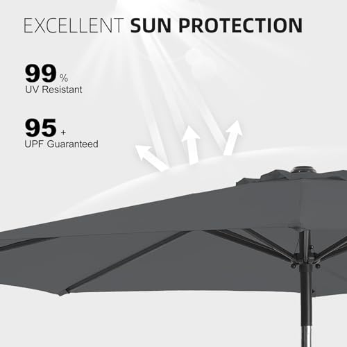 wikiwiki Solar Led Patio Umbrella with Base