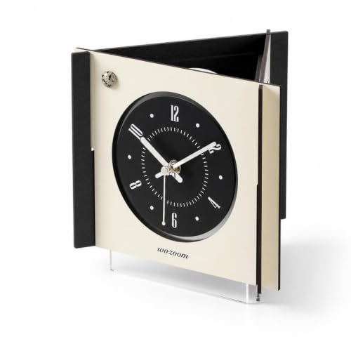 Image of LOVIVER Desktop Clock Square Table Clock Shelf Clock Analog Clock With Stand Modern Layered Frame With Clear Hour Markers And Stylized Numerals Suitable for, Cream White