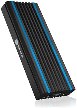 ICY BOX IB-1824ML-C31 SSD M.2 NVMe Gehäuse mit RGB LED Beleuchtung, USB 3.1 (Gen2, 10 Gbit/s), Kühlsystem, USB-C, USB-A, PCIe M-Key, Aluminium, Schwarz