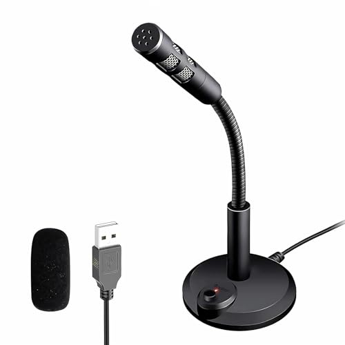 Blapsuro USB Computer Microphone,Plug and Play Desktop PC Laptop Microphone with Mute Button and LED Indicator for Streaming,Podcasting,Recording,Gaming,Skype,YouTube Mic for Mac or Window Black.