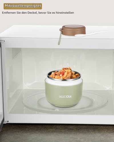 Foto von FAOKZE Müslibecher to-Go, Edelstahl Porridge Becher 720ml, Grün