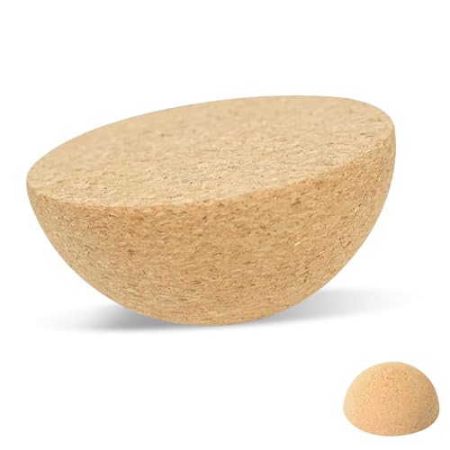 Tabla de equilibrio semiesfera, semiesfera de corcho, 15 x 7 cm, antideslizante, entrenador de equilibrio de corcho natural para entrenamiento de equilibrio, fitness, pilates, deportes de tabla