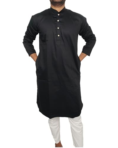 Image of Round Neck Collar Cotton Kurtas for Men