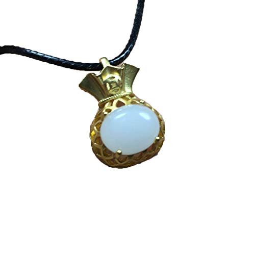 Pendentif en jade blanc anti-ternissement et argent 925 véritable