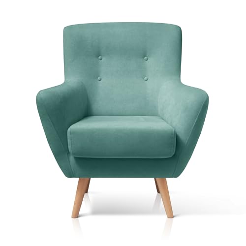 SUENOSZZZ-ESPECIALISTAS DEL DESCANSO Butaca nórdica Izan de una Plaza, sillón tapizado en Tela Antimanchas Color Turquesa