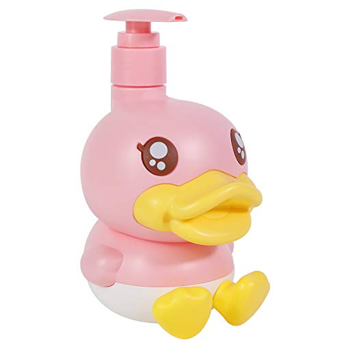 Cute Soap Dispenser for Kids Gift,Bathroom Kitchen Countertop Vanity Top Dispenser fit Body Lotion Shampoo Shower Hand Sanitizer Animal Pink B Duck Themed Soap Bottle with Pump Bath Accessories