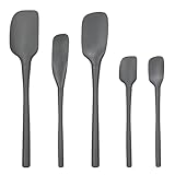 Tovolo Flex Core 5 Piece Silicone Spatula Set Heat Resistant All Silicone Utensils Include Non Stick Spatula Spoonula Jar Scraper, Dishwasher Safe BPA Free Spatulas for Baking Mixing, Charcoal Gray