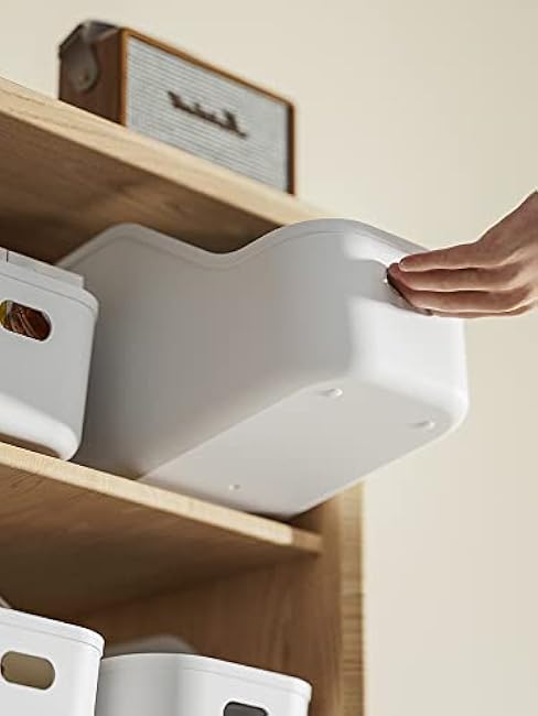 White Plastic Bins / Storage Organizers - Pantry Baskets, Bins for Shelves, Organizer and Storage for Bathroom, Bedrooms, Kitchens and More - Small Size (3 Pack)