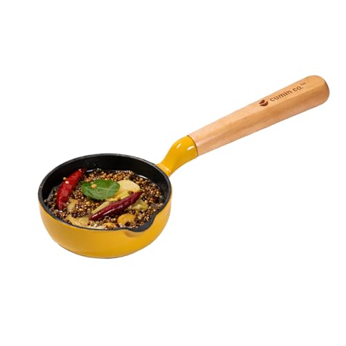 Image of CUMIN CO. Cast Iron Tadka Pan | 10cm| Induction Base Cookware | 10 Years Warranty | Non Toxic Small Tadka Pan for Spice Tempering /Seasoning | Chemical Free Coating | Mustard