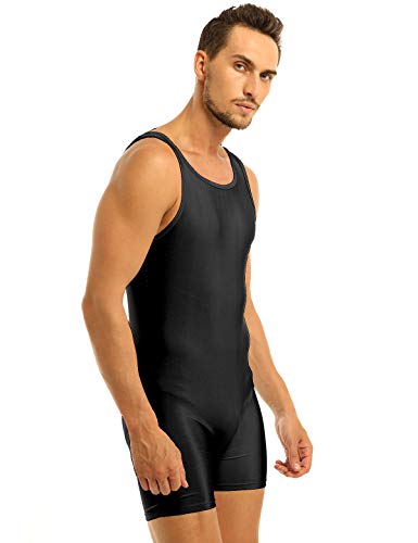 Men's Spandex Short Tank Bodysuit Workout Gym Dance Biketard Unitard Dancewear4