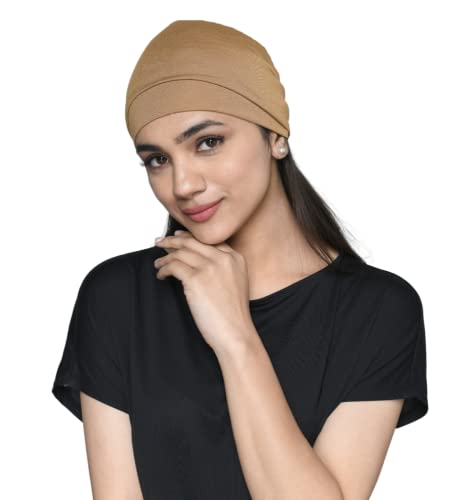 Image of The Headscarves Women Silky Soft Bamboo Viscose Sleep Cap for Hair Loss Chemo Headwear Skull Cap Free Size (Multicolor) (HS3 Multicolor)
