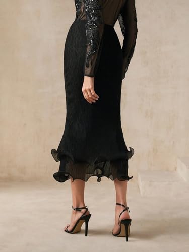 Women's Flowy Trendy Skirt Elegant Solid Color Skirt2