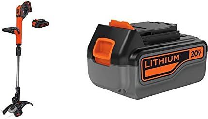 BLACK+DECKER LSTE525 20V MAX Lithium Easy Feed String Trimmer/Edger with Extra 4-Ah Lithium Ion Battery Pack (LSTE525 & LB2X4020)