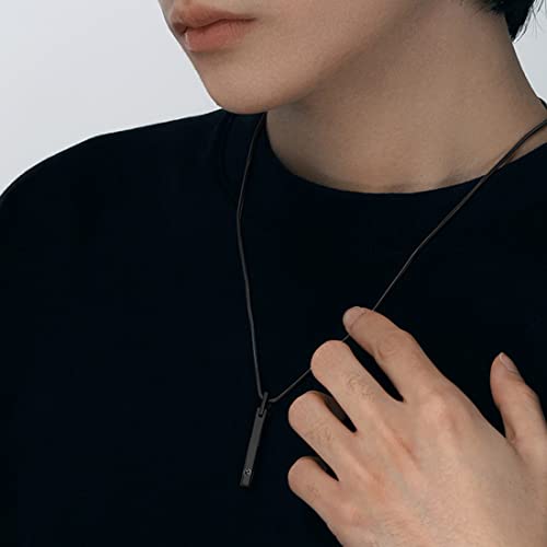 Personalized Custom Photo bar necklace for Men Dad Projection I Love You 100 Languages Vertical Father Husband Son Picture Gift Father's Day, black-bar4