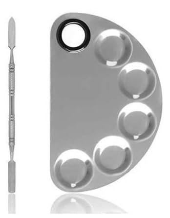 URBANUCANBE Professional Stainless Steel Foundation Mixer Palette with 6 Mixing Wells, Makeup Blending Tool-image-20