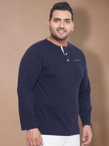 Image of Bigbanana Plus Size Men's Regular Fit Solid Henley Tshirt