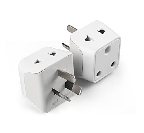 Image of Ceptics India to China, Australia Travel Adapter Plug - 2 in 1 New Zealand Adapter - Type I - CE Certified - RoHS Compliant - White - 2 Pack - Lifetime Limited Warranty