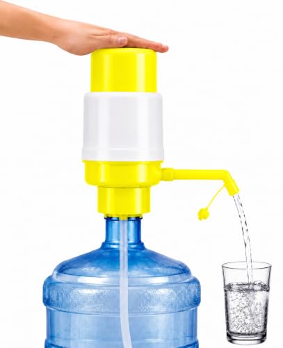 Image of AAMNI Manual Water Dispenser Pump for 20-25 Litre Bottles | 3 Months Warranty | Portable Hand Press Water Pump| Food Grade Material| Easy Installation| (Sunshine Yellow)