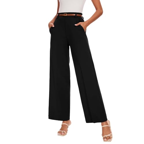 Wide Leg Dress Pants High Waisted Trousers Business Casual Work Pants with Pockets Women's Slacks for Office3