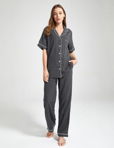 Image of Womens Muslin Pajama Set 100% Cotton Double Gauze Linen Like