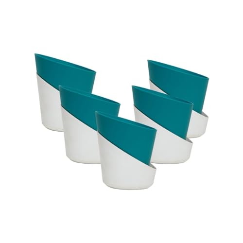 Image of Harshdeep Self Watering Planter - Atlantis - Indoor Outdoor Home Livingroom Patio Tabletop Decoration Plastic Planter 4 Inch Set of 5 (Teal)