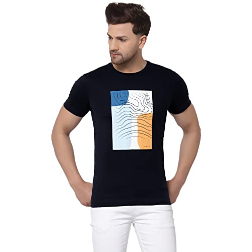 Image of Red Tape Men Navy Printed T-Shirt