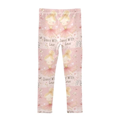 Ballerina Girl Gold Butterfly Girls Leggings Kids Yoga Pants Dance Active Tights 4T2